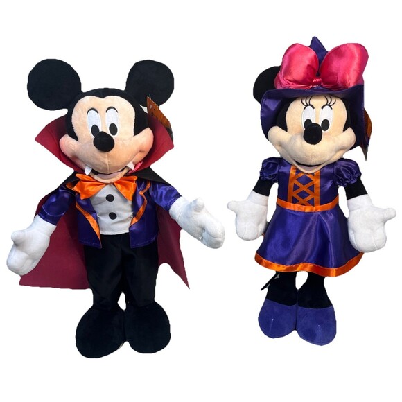 Disney Halloween Decor Mickey & Minnie Plush Set “Dracula & Witch” 22” Greeters - Picture 1 of 11